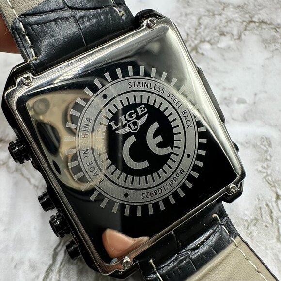 LIGE Watch Men Black Analog Digital Triple Time 42MM Dial New Battery 9.5 Inch - Picture 5 of 15